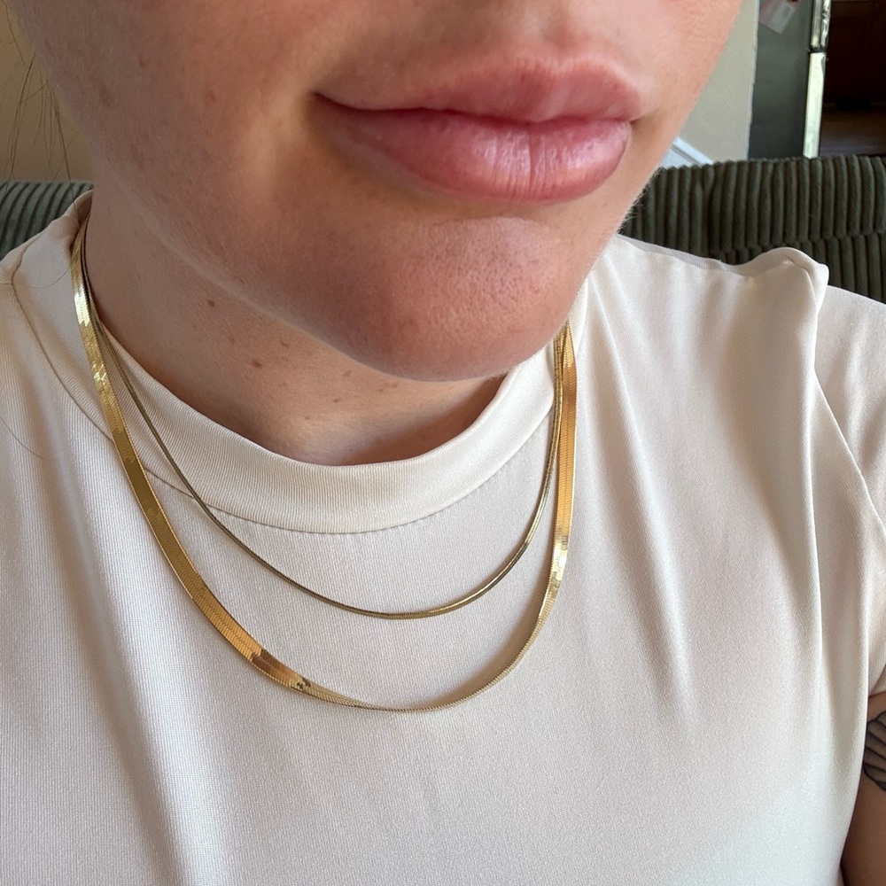 Gold-Plated Sterling Silver Herringbone Necklace - Picture 2 of 6